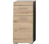 Meuble bas de salle de bain coloris chêne à noeuds - Longueur 37 x hauteur 79 x profondeur 31 cm - -