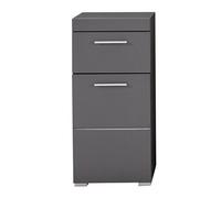 Meuble bas de salle de bain coloris gris anthracite mat, gris anthracite brillant - Longueur 37 x hauteur 79 x profondeur 31 cm - -