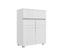 Meuble bas de salle de bain design contemporain - 2 portes façades laquées, étagère, tiroir - blanc