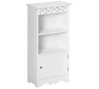 Homcom Meuble Bas de Salle de Bain Armoire de Toilette 2 Casiers 1 Placard Porte Design Moderne MDF 40 x 23 x 80 cm Blanc