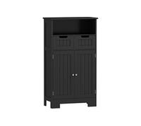 kleankin – Meuble bas de salle de bain – Multi-rangements – Bois – 60x30x108 cm – Noir