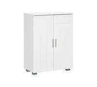 Meuble bas de salle de bain sur pied - 2 portes, 2 étagères réglables - dim. 60 x 30 x 80 cm - MDF blanc