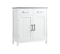 kleankin Meuble de Salle de Bain, Meuble de Rangement avec 2 tiroirs, Placard avec Portes, étagère réglable, Armoire de Salle de Bain, Cuisine, Salon, 68 x 33 x 76 cm, Blanc