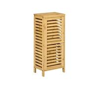 kleankin Armoire de Salle de Bain en Bambou Meuble de Rangement avec 1 étagère réglable - Design Naturel - pour Salle de Bain, Salon, Cuisine 30 x 19,9 x 70 cm Naturel