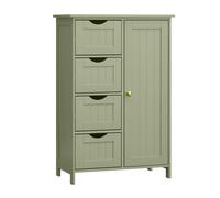 Meuble bas de Salle de Bain - VASAGLE - 4 Tiroirs - Placard avec Porte - Étagère Réglable - Vert Forêt