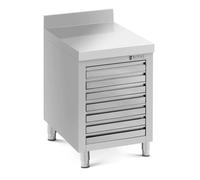 Meuble bas en inox - 50 x 70 cm - 185 kg - 7 tiroirs pour pâtons de pizza - avec dosseret - Royal Catering RCCD-7S