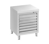 Meuble bas en inox - 70 x 50 cm - 185 kg - 7 tiroirs pour pâtons de pizza - Royal Catering