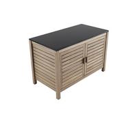 Meuble bas - FIDJI - Acacia FSC 100% - Plaque granit - Noir