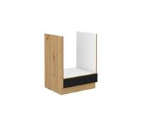Meuble bas four - MODENA - 60 cm - Chene artisan et noir mat - CUISINIER