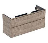 Geberit Renova Plan armoire sous lavabo double, avec 2 tiroirs, 124,5x60,6x44,6cm, 504.033.JR.1, Couleur: Noyer hickory / mÃ©lamine structure bois