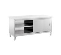 Meuble Bas Inox Table Travail Armoire Avec Portes Coulissantes 180x60cm 600kg - Argent