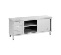 Royal Catering RCSSCB-200X60-S Meuble bas en inox Meuble bas Armoire en inox 200 x 60 x 85 cm Capacité de 600 kg 3 tiroirs