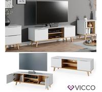 Meuble bas NEPTUNE, meuble TV, buffet bas scandinave, blanc, chê ne Vicco