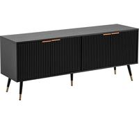 Meuble bas noir avecReproduction chêne 150x60x39 cm meuble tv moderne, meuble tv design haut, meuble tv table avec portes, meuble tv salon | Wohnling