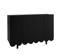 Meuble bas pour cuisine en forme de larme, Buffet pour cuisine avec portes profilées, 120×37,5×80,8 cm, Noir | Aosom France