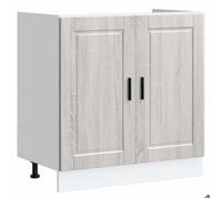Meuble bas pour évier Porto - vidaXL - caisson sous évier - bois d'ingénierie - sonoma gris - 80 x 46 x 81,5 cm - avec porte{dum71k}