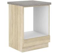 Meuble bas pour four encastrable avec plan de travail - Décor chene sonoma - L 60 x P 51,6 x H 85 cm - LASSEN