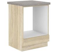 Meuble bas pour four encastrable avec plan de travail - Décor chêne sonoma - L 60 x P 51,6 x H 85 cm - LASSEN