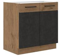 Meuble bas ROCK - Mélaminé - Chêne Lancelot et gris matera - L 80 x H82 cm