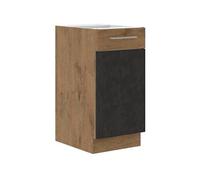 Meuble bas ROCK - Mélaminé décor chêne lancelot et gris matera - 1 porte - L40 x H82 cm