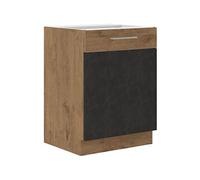 Meuble bas ROCK - Mélaminé décor chene lancelot et gris matera - 1 porte - L60 x H82 cm