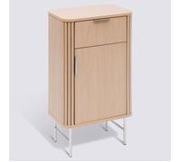 Meuble bas salle de bain, 1 porte et 1 tiroir effet bois clair - Longueur 45 x largeur 30 x Hauteur 80 cm