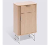 PEGANE Meuble Bas Salle de Bain, 1 Porte et 1 tiroir Effet Bois Clair - Longueur 45 x Largeur 30 x Hauteur 80 cm