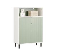 SoBuy Meuble Bas de Salle de Bain Meuble de Rangement Salle de Bain Placard de Rangement Armoire Toilette avec 1 Compartiment Ouvert, 2 Portes, 60x30x87 cm, BZR138-GR