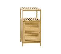 kleankin Meuble de rangement meuble pour salle de bain en bambou 2 étagères et 1 placard avec porte 33 x 36,5 x 67 cm naturel