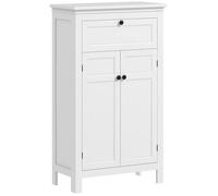 Meuble bas salle de bain style classique chic 2 portes 2 étagères tiroir blanc