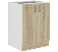 Sara - Meuble bas 2 Portes - Décor chêne Sonoma - L60 x P48 x H82 cm - Plan de travail non inclus