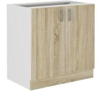 Meuble bas SARA - 2 portes - Décor chene sonoma - L80xP48xH82 cm - Plan de travail non inclus Marron