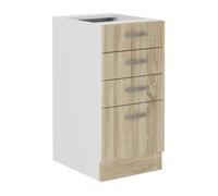 SARA Meuble bas - 4 Tiroirs - Décor chêne sonoma - L40xP48xH82 cm - Plan de travail non inclus