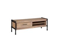 Meuble Tv Industriel Métal Et Bois Siam - L. 130 X H. 45 Cm - Marron Bois Marron