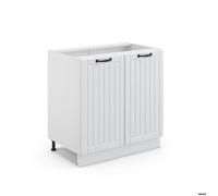 Vicco Meuble Bas sous-évier Fame-Line, Blanc Campagne/Blanc, 80 cm avec étagère, sans Plan de Travail