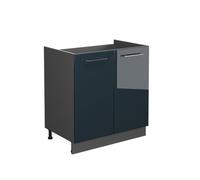 Meuble bas sous-évier Fame-Line, 80cm sans PT, Bleu foncé brillant, Anthracite, Vicco