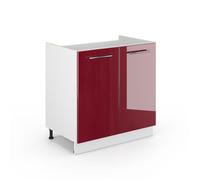 Vicco Meuble Bas sous-évier Fame-Line, Rouge Bordeaux Haute Brillance, 80cm sans PT, à Combiner avec d'autres modules de la série Fame-Line