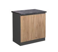 Meuble bas sous-évier R-Line, 80cm J-Shape, PT Anthracite, Chêne de force doré/Anthracite, Vicco 46253