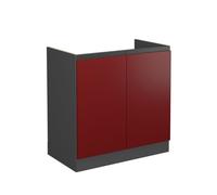 Vicco Meuble Bas sous-évier R-Line, Rouge/Anthracite, 80 cm J-Shape, sans Plan de Travail