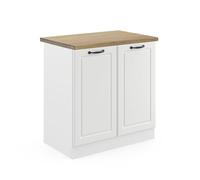 Meuble bas sous-évier R-Line, 80cm , PT Chêne, Blanc campagne, Blanc, Vicco