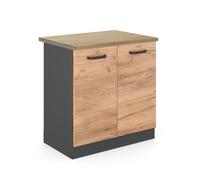 Meuble bas sous-évier R-Line, 80cm, PT Chêne, Chêne de force doré/Anthracite, Vicco 45983