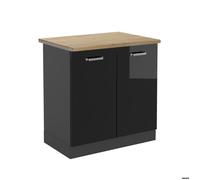 Meuble bas sous-évier R-Line, 80cm , PT Chêne, Noir Haute brillance, Anthracite, Vicco