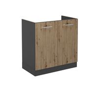 Vicco Meuble Bas sous-évier R-Line, Chêne Artisan/Anthracite, 80 cm sans Plan de Travail