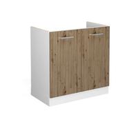 Vicco Meuble Bas sous-évier R-Line, Chêne Artisan/Blanc, 80 cm sans Plan de Travail