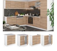 Meuble bas sous-évier R-Line, 80cm sans PT, Sonoma/Blanc, Vicco 29720