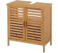 Meuble bas sous lavabo pour salle de bain en bambou coloris naturel - Longueur 60 x Profondeur 30 x Hauteur 62 cm -JUANIO- Naturel G