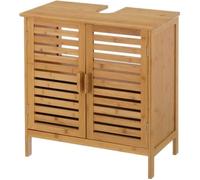 Meuble bas sous lavabo pour salle de bain en bambou coloris naturel - Longueur 60 x Profondeur 30 x Hauteur 62 cm-JUANIO-