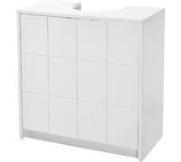 Meuble bas sous lavabo pour salle de bain en MDF blanc - Longueur 56 x Profondeur 30 x Hauteur 60 cm -JUANIO- Blanc