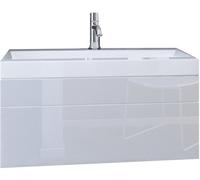 Meuble bas suspendu 80cm, collection RAVEN, en blanc mat et brillant, idéal pour une salle de bains moderne.