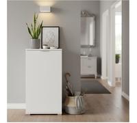 Meuble bas - THE WHITE STONE - L45×P38×H85 cm (1 porte) - Blanc mat - Étagère réglable - Format slim